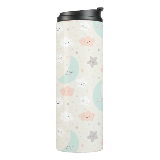 Cute Smiling Pastel Sky Pattern Thermosbeker (Gedraaid links)
