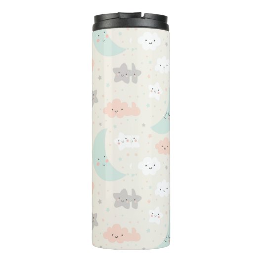 Cute Smiling Pastel Sky Pattern Thermosbeker (Achterkant)