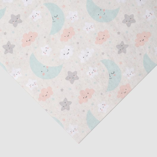 Cute Smiling Pastel Sky Pattern Tissuepapier (Detail)