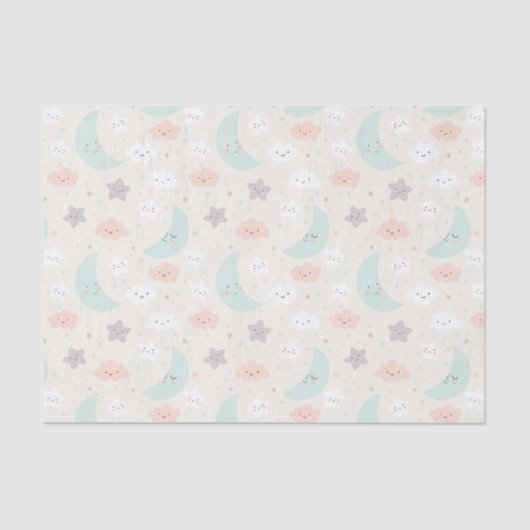 Cute Smiling Pastel Sky Pattern Tissuepapier (Voorkant)