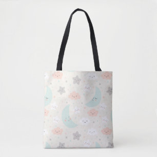 Cute Smiling Pastel Sky Pattern Tote Bag
