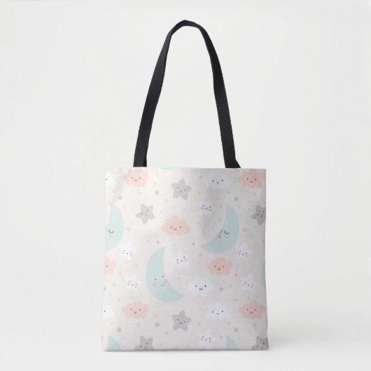 Cute Smiling Pastel Sky Pattern Tote Bag (Voorkant)