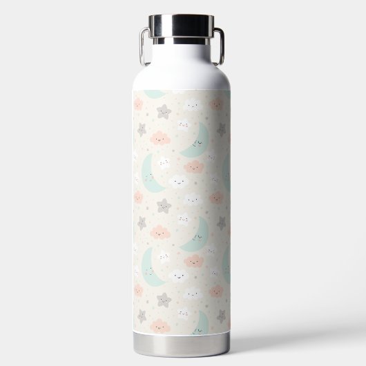 Cute Smiling Pastel Sky Pattern Waterfles (Voorkant)