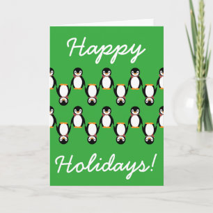 Cute Smiling Penguin met Scarf Feestdagen Kaart