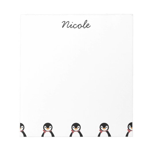 Cute Smiling Penguin met Scarf Notitieblok (Voorkant)