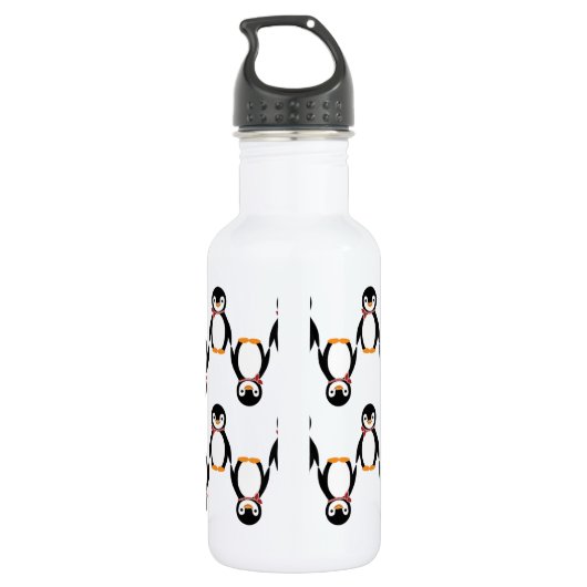 Cute Smiling Penguin met Scarf Waterfles (Achterkant)