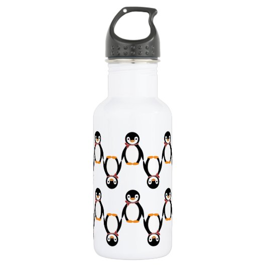 Cute Smiling Penguin met Scarf Waterfles (Voorkant)