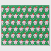 Cute Smiling Pig in Santa Hat Pattern Cadeaupapier (Vlak)
