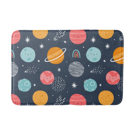 Cute Smiling Planet Pattern Badmat (Voorkant)