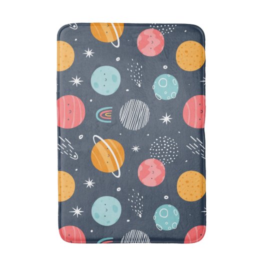 Cute Smiling Planet Pattern Badmat (Voorkant Verticaal)