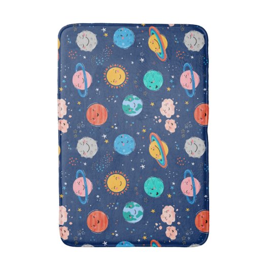 Cute Smiling Planet Pattern Badmat (Voorkant Verticaal)