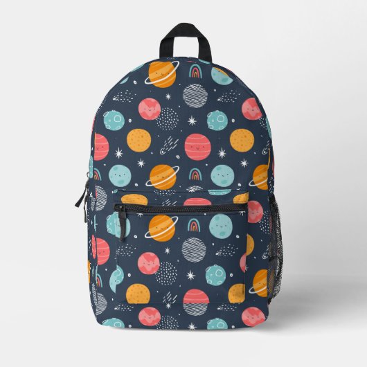 Cute Smiling Planet Pattern Bedrukte Rugzak (Voorkant)