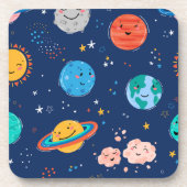 Cute Smiling Planet Pattern Bier Onderzetter (Voorkant)