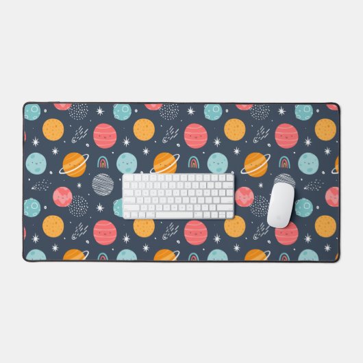 Cute Smiling Planet Pattern Bureaumat (Keyboard & Muis)