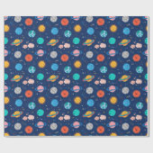 Cute Smiling Planet Pattern Cadeaupapier (Vlak)