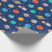 Cute Smiling Planet Pattern Cadeaupapier (Hoek)