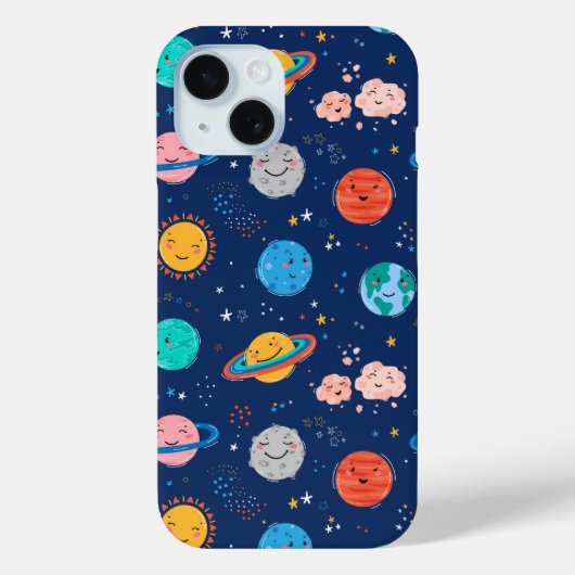 Cute Smiling Planet Pattern Case-Mate iPhone Case (Achterkant)