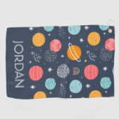 Cute Smiling Planet Pattern Golfhanddoek (Horizontaal)