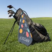 Cute Smiling Planet Pattern Golfhanddoek (Groen)