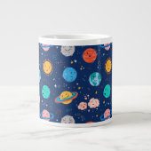 Cute Smiling Planet Pattern Grote Koffiekop (Voorkant)