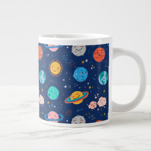 Cute Smiling Planet Pattern Grote Koffiekop