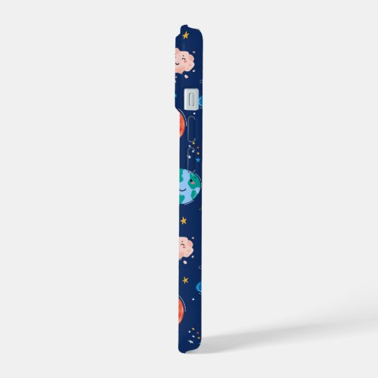 Cute Smiling Planet Pattern iPhone 15 Case (Linkerkant)