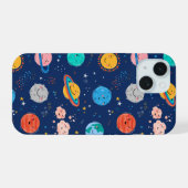 Cute Smiling Planet Pattern iPhone 15 Case (Achterkant horizontaal)