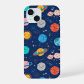 Cute Smiling Planet Pattern iPhone 15 Case (Achterkant)