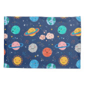 Cute Smiling Planet Pattern Kussensloop (Achterkant-Links)