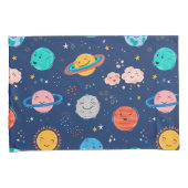 Cute Smiling Planet Pattern Kussensloop (Voorkant-Rechts)