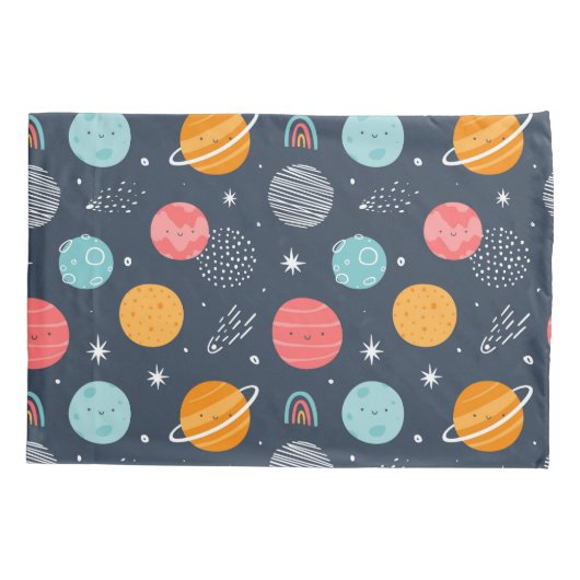 Cute Smiling Planet Pattern Kussensloop (Achterkant)