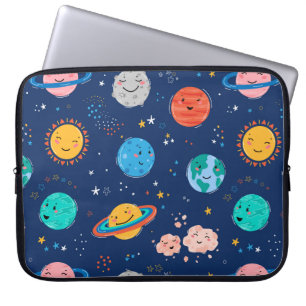 Cute Smiling Planet Pattern Laptop Sleeve
