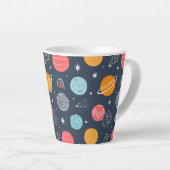 Cute Smiling Planet Pattern Latte Mok (Rechterhoek)