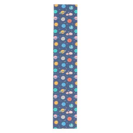 Cute Smiling Planet Pattern Medium Tafelloper (Voorkant)