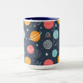 Cute Smiling Planet Pattern Mok (Midden)