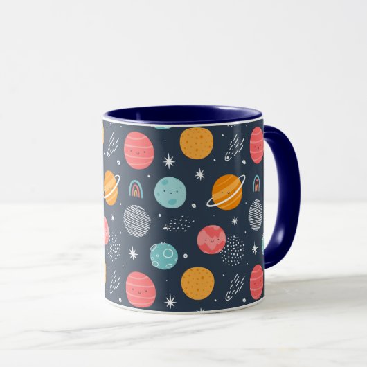 Cute Smiling Planet Pattern Mok (Voorkant rechts)