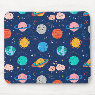 Cute Smiling Planet Pattern Muismat