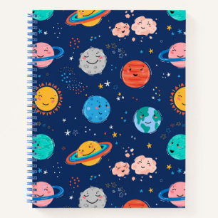 Cute Smiling Planet Pattern Notitieboek