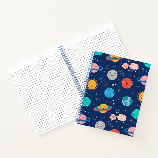 Cute Smiling Planet Pattern Notitieboek (Binnen)