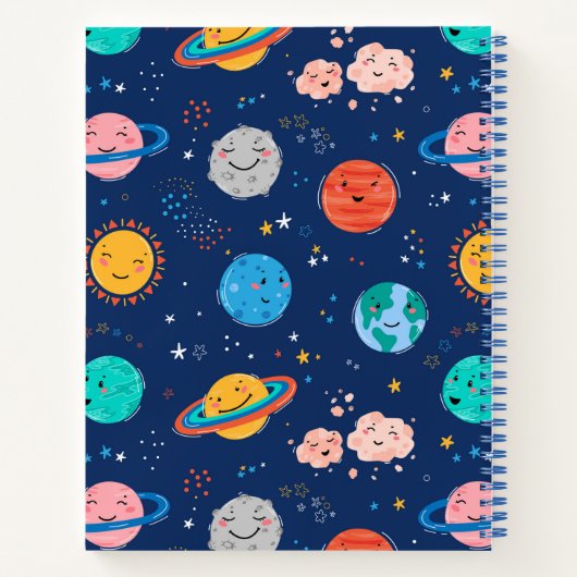 Cute Smiling Planet Pattern Notitieboek (Achterkant)