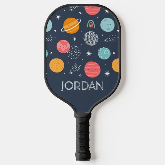 Cute Smiling Planet Pattern Pickleball Paddle (Voorkant)