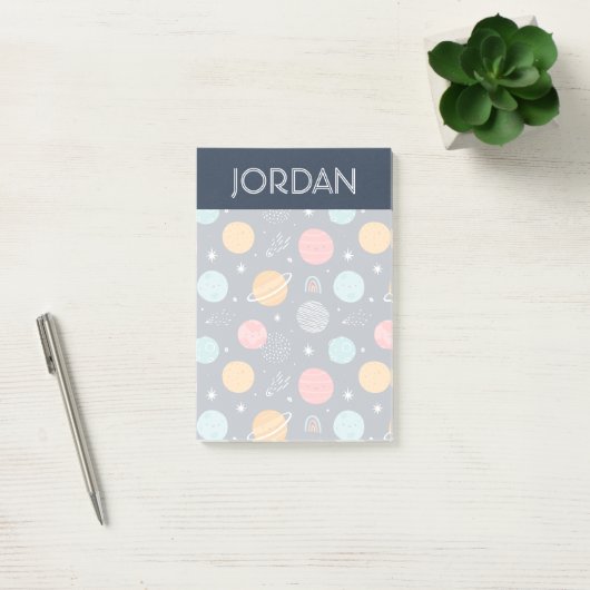 Cute Smiling Planet Pattern Post-it® Notes (Kantoor)