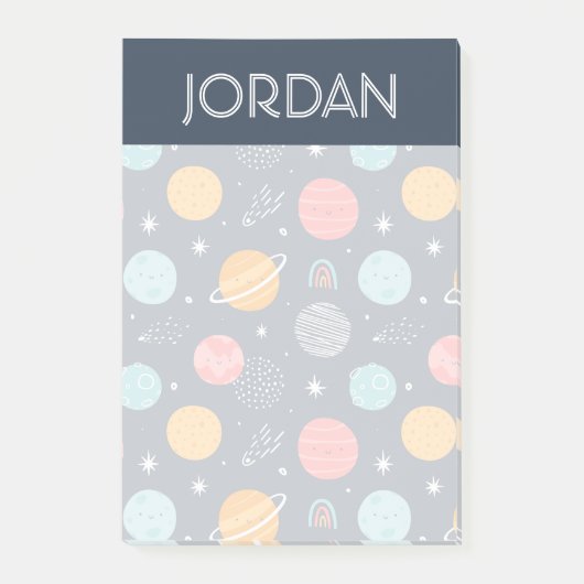 Cute Smiling Planet Pattern Post-it® Notes (Voorkant)