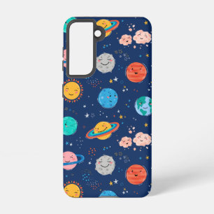 Cute Smiling Planet Pattern Samsung Galaxy Hoesje
