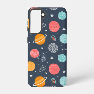 Cute Smiling Planet Pattern Samsung Galaxy Hoesje
