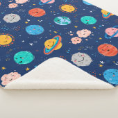 Cute Smiling Planet Pattern Sherpa Deken (3/4)