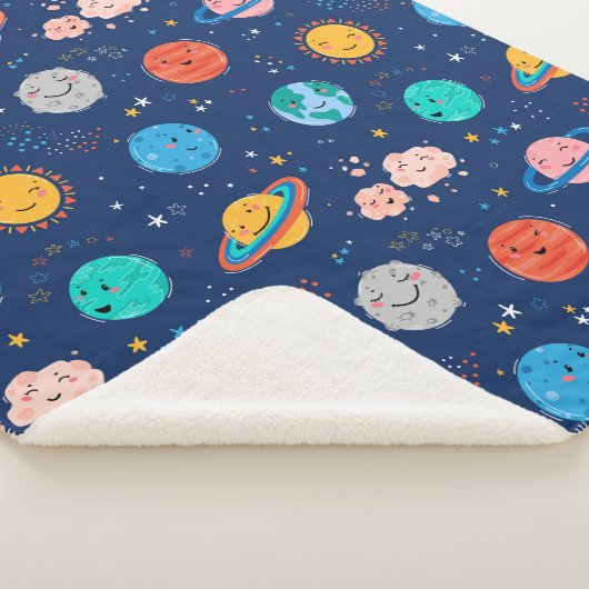 Cute Smiling Planet Pattern Sherpa Deken (3/4)