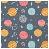 Cute Smiling Planet Pattern Stof (Close Up)