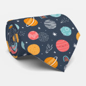 Cute Smiling Planet Pattern Stropdas (Opgerold)