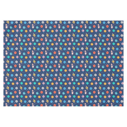 Cute Smiling Planet Pattern Tafelkleed (Voorkant (Horizontaal))